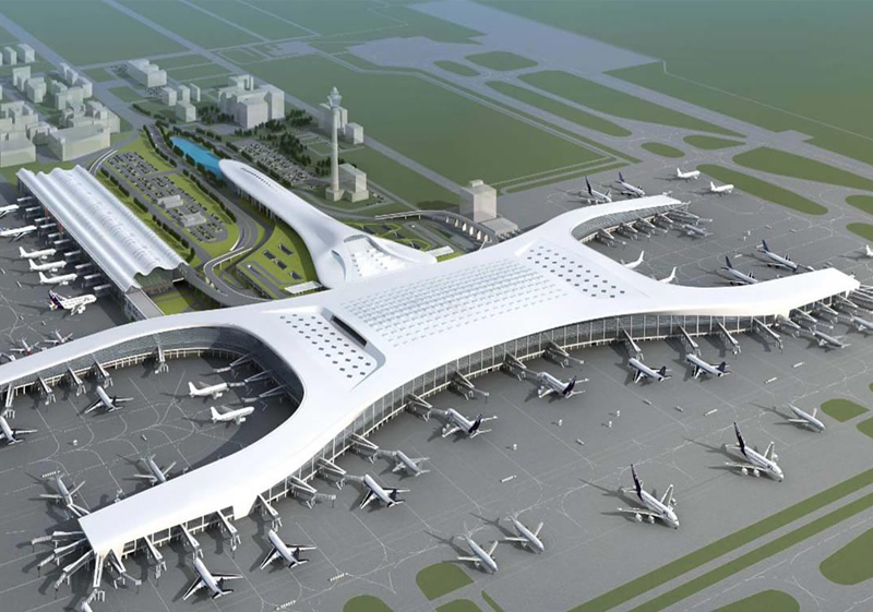  新郑国际机场-三角型（下开式）＋固定采光罩组合式通风采光消防排烟天窗